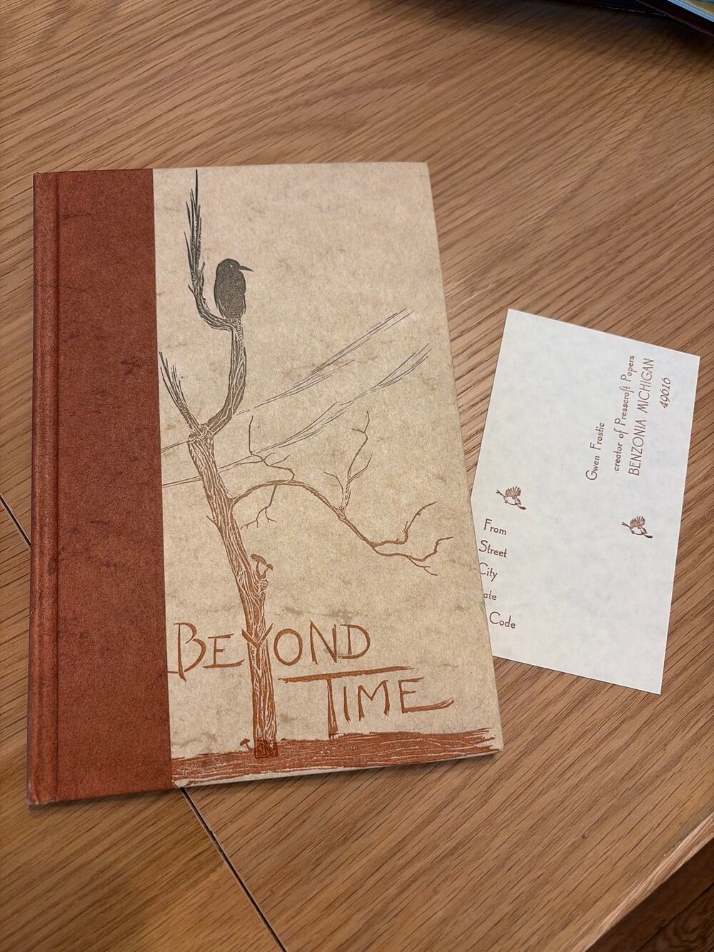Beyond Time Gwen Frostic 1971 HC Block Print Poetry Presscraft Papers Michigan